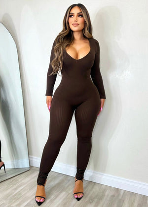 Never Basic Jumpsuit Brown - Fashion Effect Store