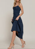 CHARLOTTE BLUE FRONT TIE TIERED LONG DRESS