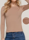 NENA TAUPE INNER FAUX FUR LONG SLEEVE TOP
