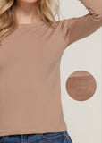 NENA TAUPE INNER FAUX FUR LONG SLEEVE TOP