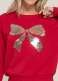 DAPHNE RED SEQUIN DETAIL INNER FLEECE SWEATSHIRT