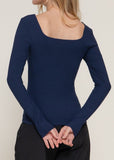XIMENA BLUE LONG SLEEVE SQUARE NECK TOP