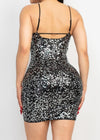 ELLIE BLACK & SILVER SEQUIN STUDDED BODYCON DRESS