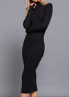 BLACK MIRANDA LONG SLEEVE HIGH NECK SWEATER LONG DRESS