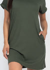 GRETA OLIVE RELAXED FIT V-NECK MINI DRESS