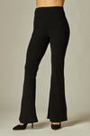 Donna Metallic Stretchy Knit Flare Pants BLACK