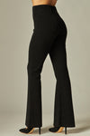 Donna Metallic Stretchy Knit Flare Pants BLACK