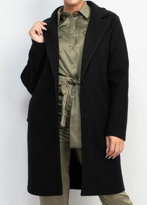 ARYA BLACK COLLARED TWO BUTTON COAT