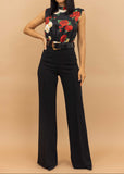 EMRYN BLACK FLORAL PRINT TOP WOVEN JUMPSUIT