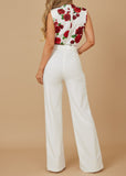 EMRYN WHITE FLORAL PRINT TOP WOVEN JUMPSUIT