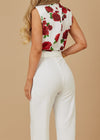 EMRYN WHITE FLORAL PRINT TOP WOVEN JUMPSUIT