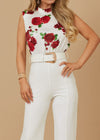 EMRYN WHITE FLORAL PRINT TOP WOVEN JUMPSUIT