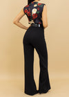 EMRYN BLACK FLORAL PRINT TOP WOVEN JUMPSUIT