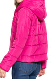 Rose Long Sleeve Inside Faux Fur Hooded Puffer Jacket