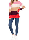 Amelia Long Sleeve Stretchy Crew Neck Color Block Sweater