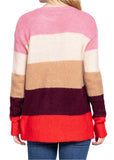 Amelia Long Sleeve Stretchy Crew Neck Color Block Sweater