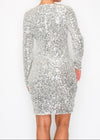 LYLA SILVER LONG SLEEVE SEQUIN MINI DRESS