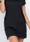 GRETA BLACK RELAXED FIT V-NECK MINI DRESS