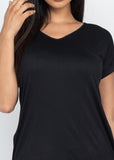 GRETA BLACK RELAXED FIT V-NECK MINI DRESS