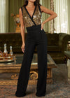 HANNAH GOLD SEQUINS PATTERN SLEEVELESS JUMPSUIT