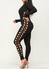 CIELO BLACK SIDE CUT OUT SKINNY JUMPSUIT