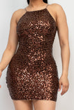 ELLIE COCOA SEQUIN STUDDED BODYCON DRESS