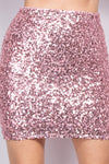 MELODY PINK HIGH RISE SEQUIN PENCIL SKIRT