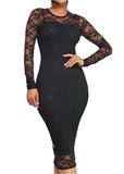 Ruby Long Sleeve Lace Mesh Black Dress