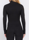 Jandi Stretchy Long Sleeve Mock Neck Zip-Up Workout Set Black