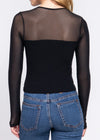 TRINITY BLACK ROUND NECK MESH TOP
