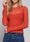TRINITY PUMPKIN ROUND NECK MESH TOP