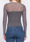TRINITY GREY ROUND NECK MESH TOP
