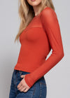 TRINITY PUMPKIN ROUND NECK MESH TOP
