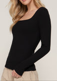 XIMENA BLACK LONG SLEEVE SQUARE NECK TOP