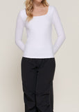 XIMENA WHITE LONG SLEEVE SQUARE NECK TOP