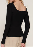 XIMENA BLACK LONG SLEEVE SQUARE NECK TOP