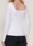 XIMENA WHITE LONG SLEEVE SQUARE NECK TOP