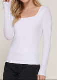XIMENA WHITE LONG SLEEVE SQUARE NECK TOP