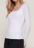 XIMENA WHITE LONG SLEEVE SQUARE NECK TOP