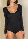 YARELI BLACK LONG SLEEVE ROUND NECK BODYSUIT