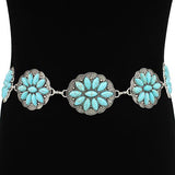 NATURAL TURQUOISE COLOR STONE WESTERN STYLE CHAIN BELT