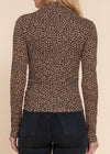 MAEVE BROWN ANIMAL PRINT LONG SLEEVE HIGH NECK KNIT TOP