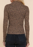 MAEVE BROWN ANIMAL PRINT LONG SLEEVE HIGH NECK KNIT TOP