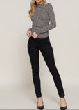 MAEVE WHITE & BLACK ANIMAL PRINT LONG SLEEVE HIGH NECK KNIT TOP