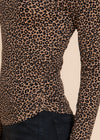 MAEVE BROWN ANIMAL PRINT LONG SLEEVE HIGH NECK KNIT TOP