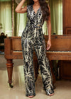 MILLER BLACK & SILVER SEQUIN PRINT BELTED SLEEVELESS JUMPSUIT