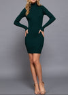 SERENITY DARK GREEN TURTLENECK MINI DRESS