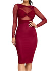 Paulette Long Sleeve Mesh Dress Burgundy