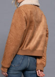 Alondra Faux Suede Inner Fur Cozy Zip Up Jacket Camel