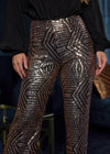 HARPER ROSE GOLD SEQUIN TRIBAL PATTERN FLARED PANTS